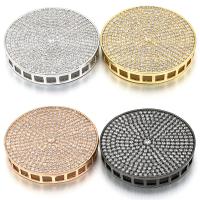 Cubic Zirconia Micro Pave Latão Connector, cobre, Roda plana, banhado, micro pavimento em zircônia cúbica, Mais cores pare escolha, 30x30mm, vendido por PC