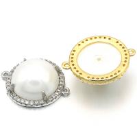 Cirkónia mikro pavei réz csatlakozó, Sárgaréz, -val Műanyag Pearl, galvanizált, mikro egyengetni cirkónia, több színt a választás, 22x17mm, Által értékesített PC