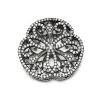 Cubique Pendentif en laiton zircon pavent, pistolet noir plaqué, pavé de micro zircon, noire, 32x31mm, Vendu par PC