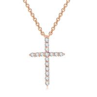 Cubic Zircon Micro Pave Brass Necklace with 2.16inch extender chain Cross plated micro pave cubic zirconia & for woman nickel lead & cadmium free Length Approx 15.7 Inch Sold By PC