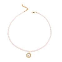 Kunststof parel ketting, Plastic Pearl, met Zinc Alloy, Ronde, gold plated, mode sieraden & voor vrouw, Lengte Ca 16.1 inch, Verkocht door PC