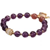 Gemstone Bracelets Amethyst with Cats Eye & Garnet & Zinc Alloy Longevity Lock fashion jewelry & for woman & with rhinestone Length Approx 6.3-7 Inch Sold By PC