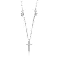 Thailand Sterling Silver Halsband, Cross, plated, micro bana cubic zirconia & för kvinna, fler färger för val, 8x15mm, Längd Ca 15.75 inch, 3PC/Lot, Säljs av Lot