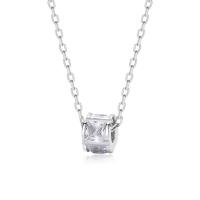 Thailand Sterling Silver Necklace plated micro pave cubic zirconia & for woman Length Approx 15.75 Inch Sold By Lot