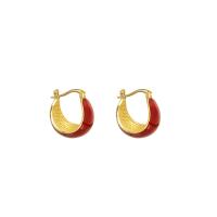 Zinc Alloy Huggie Hoop Earring, gold plated, mode sieraden & voor vrouw & glazuur, gouden, 21x19mm, Verkocht door pair