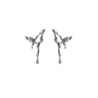 Zinc Alloy Drop Earrings silver color plated fashion jewelry & for woman & with rhinestone silver color Sold By Pair