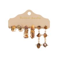 Gemstone Oorbellen, Zinc Alloy, met Natuursteen, Onregelmatige, plated, mode sieraden & voor vrouw, meer kleuren voor de keuze, 1x1.5cmu30011x2.7cmu30011.3x4.6cm, Verkocht door Stel