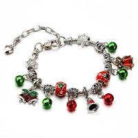 Bracelet de vacances de Noël, alliage de zinc, avec cristal, avec 1.97 chaînes de rallonge, Placage, Conception de Noël & unisexe & styles différents pour le choix & émail & avec strass, couleurs mélangées, protéger l'environnement, sans nickel, plomb et cadmium, Longueur 7.1 pouce, Vendu par PC