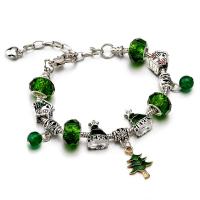 Bracelet de vacances de Noël, alliage de zinc, avec cristal, avec 1.97 chaînes de rallonge, Placage, Conception de Noël & unisexe & styles différents pour le choix & émail & avec strass, couleurs mélangées, protéger l'environnement, sans nickel, plomb et cadmium, Longueur 7.1 pouce, Vendu par PC