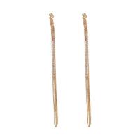 Fashion Fringe Earrings Brass gold color plated for woman & with rhinestone golden nickel lead & cadmium free Sold By Pair