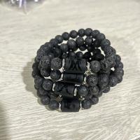 Pulseras de piedras preciosas, lava, con Piedra Negra, 12 Signos del Zodíaco, unisexo & diferentes estilos para la opción, Negro, longitud 7.1 Inch, Vendido por UD