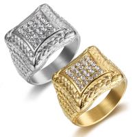 Titanium Steel Finger Ring plated & micro pave cubic zirconia & for man Sold By PC