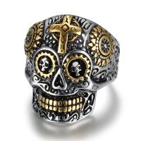 316L Stainless Steel Finger Ring Skull & for man & enamel 28mm Sold By PC