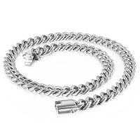 Stainless Steel Chain Ogrlica, 316L Stainless Steel, različitih stilova za izbor & za čovjeka, više boja za izbor, 11mm, Dužina Približno 21.26 inčni, Približno 7.09 inčni, Prodano By PC