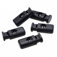 Plastic Spring Stopper Buckle, DIY, zwart, 24x11x7.50mm, Gat:Ca 4x6mm, Verkocht door PC