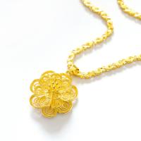 Brass Necklace Flower gold color plated fashion jewelry & for woman golden nickel lead & cadmium free Length 45 cm Sold By PC