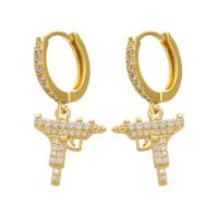 Cubic Zirconia Micro Pave Brass Earring Gun plated micro pave cubic zirconia & for woman Sold By Pair