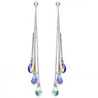 Fashion Fringe Boucles d'oreilles, alliage de zinc, avec cristal, Placage de couleur platine, Style coréen & pour femme, 82mm, Vendu par paire