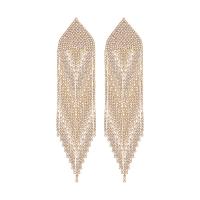 Fashion Fringe Boucles d'oreilles, strass, Motif géométrique, bijoux de mode & pour femme, plus de couleurs à choisir, 35x154mm, Vendu par paire