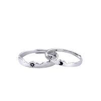 Anillos para Parejas, Tailandia, chapado en color de plata, Ajustable & abrir & pegamento de gota, 3PCs/Grupo, Vendido por Grupo