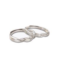 Δαχτυλίδια ζευγάρι Finger, Ταϊλάνδη Sterling Silver, χρώμα επάργυρα, Ρυθμιζόμενο & ανοιχτό, 3PCs/Παρτίδα, Sold Με Παρτίδα