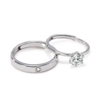 Couple Finger Rings Thailand Sterling Silver silver color plated Adjustable & open & with rhinestone Sold By Lot