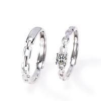 Couple Finger Rings Thailand Sterling Silver silver color plated Adjustable & open & with rhinestone Sold By Lot