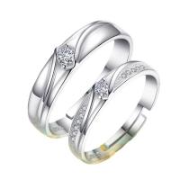 Couple Finger Rings Thailand Sterling Silver silver color plated Adjustable & open & with rhinestone Sold By Lot