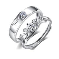 Couple Finger Rings Thailand Sterling Silver silver color plated Adjustable & open & with rhinestone Sold By Lot