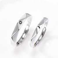 Δαχτυλίδια ζευγάρι Finger, Ταϊλάνδη Sterling Silver, χρώμα επάργυρα, Ρυθμιζόμενο & ανοιχτό, 3PCs/Παρτίδα, Sold Με Παρτίδα