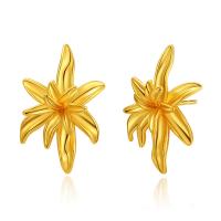 Brass Stud Earring 18K gold plated fashion jewelry & for woman golden nickel lead & cadmium free Sold By Pair