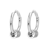 Laiton Anneau d'oreille, bijoux de mode & pour femme, argent, protéger l'environnement, sans nickel, plomb et cadmium, 17mm, Vendu par paire