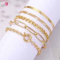 Sinc Alloy Bracelet Socraigh, le 1.97inch slabhra extender, plátáilte, 5 phíosa & jewelry faisin & do bhean, dathanna níos mó le haghaidh rogha, nicil, luaidhe & caidmiam saor in aisce, Fad Thart 7.09 Inse, Thart 6.29 Inse, Díolta De réir Socraigh