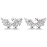 Messing Stud ørering, Wing Shape, forgyldt, mode smykker & for kvinde & med rhinestone, flere farver til valg, nikkel, bly & cadmium fri, 14.70x6.80mm, Solgt af par