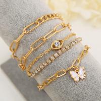 Zinc Alloy Bracelet Set 5 pieces & fashion jewelry & for woman & with rhinestone golden nickel lead & cadmium free Length Approx 7.87 Inch Sold By Set