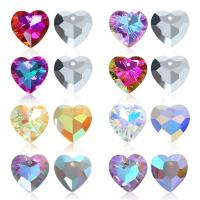 Crystal Vedhæng, Krystal, Heart, forgyldt, du kan DIY, flere farver til valg, 14x14mm, 12pc'er/Bag, Solgt af Bag