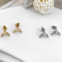 Stainless Steel Stud Earrings 304 Stainless Steel Mermaid tail Vacuum Plating for woman & hollow Sold By Pair