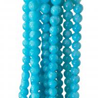 Ljusbrun Jade Bead, Rund, målat, DIY & olika storlek för val, blå, Såld Per Ca 40 cm Strand