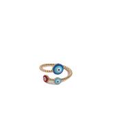 Mal de ojo del anillo de dedo de la joyería, metal, ojo de malvado, chapado en oro de 14 K, para mujer & esmalte, más colores para la opción, libre de níquel, plomo & cadmio, 18mm, Vendido por UD