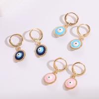 Evil Eye Earrings Brass 14K gold plated for woman & enamel nickel lead & cadmium free Sold By Pair