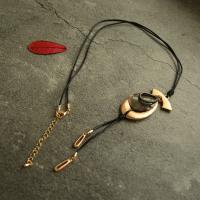 Collier en alliage de zinc Pull, avec cordon en cuir & coquille, avec 3.15 chaînes de rallonge, Placage, pour femme, protéger l'environnement, sans nickel, plomb et cadmium, Longueur 31.5 pouce, Vendu par PC