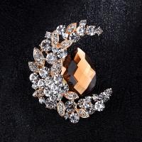 krystal Broche, Zinc Alloy, med Krystal, mode smykker & for kvinde & med rhinestone, nikkel, bly & cadmium fri, 43x52mm, Solgt af PC