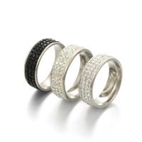 Titanium Steel Finger Ring Unisex & with rhinestone 8mm Sold By PC