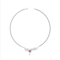 Collar de Aleación de Zinc, con cúbica circonia, con 5cm extender cadena, Fuego, chapado en color de plata, Joyería & para mujer, plateado, libre de níquel, plomo & cadmio, longitud 46.5 cm, Vendido por UD