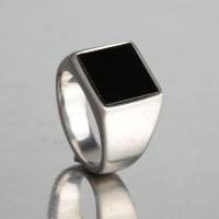 Gemstone Finger Ring, Titanium Steel, -val Természetes kő, galvanizált, különböző méretű a választás & az ember, több színt a választás, Által értékesített PC