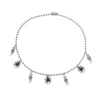 Sinc Alloy Jewelry muince, Spider, dath platanam plátáilte, Oíche Shamhna Jewelry Gift & do bhean, nicil, luaidhe & caidmiam saor in aisce, Fad Thart 17.5 Inse, Díolta De réir PC