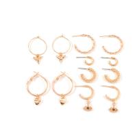 aleación de zinc Aretes, chapado en color dorado, para mujer & con diamantes de imitación, libre de níquel, plomo & cadmio, 12-32mm, Vendido por Set