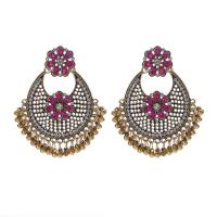 Fashion Fringe Earrings Zinc Alloy gold color plated fashion jewelry & for woman & with rhinestone Sold By Pair