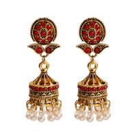 Fashion Fringe Earrings Zinc Alloy with ABS Plastic Pearl plated fashion jewelry & for woman & with rhinestone Sold By Pair