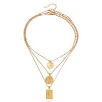 Collana Multi strato, lega in zinco, with 5cm extender chain, placcato color oro, tre pezzi & gioielli di moda & per la donna, dorato, Lunghezza 47 cm, Venduto da set